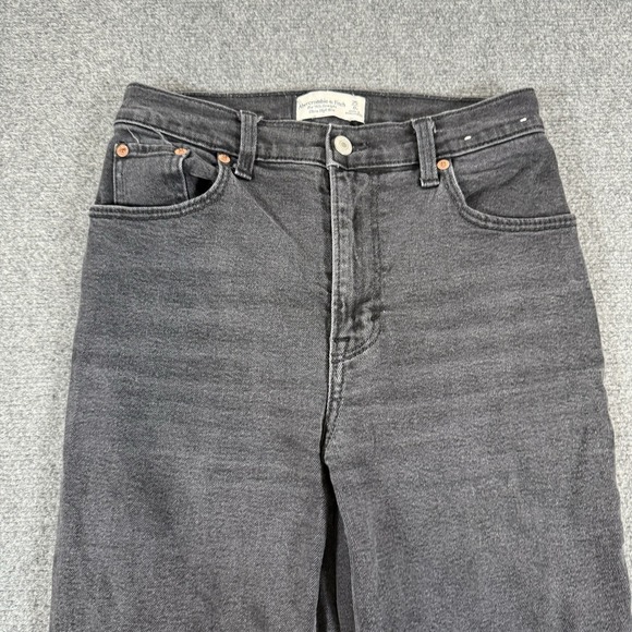 Abercrombie & Fitch Jeans Womens 25/0 Black 90s Straight Ultra High Rise Raw Hem - Picture 3 of 13